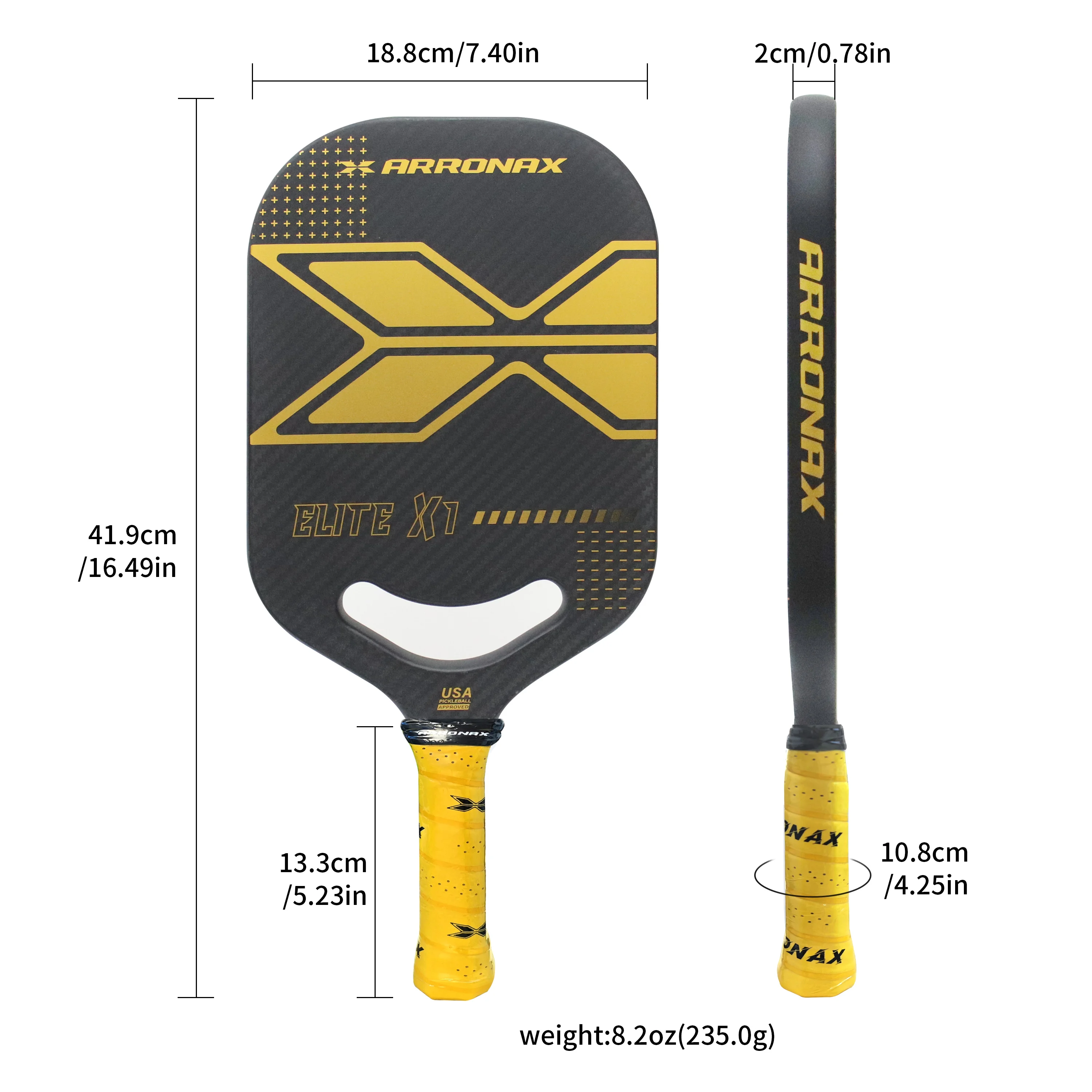 Pickleball Paddle Carbon Surface with High Grit and Spin, USAPA, Enhanced Power, Sweet Spot, 3K Twill Carbon Fiber Paddle