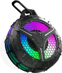 Waterproof Bluetooth Shower Speaker with LED Light - Portable Outdoor Stereo Sound (Black)