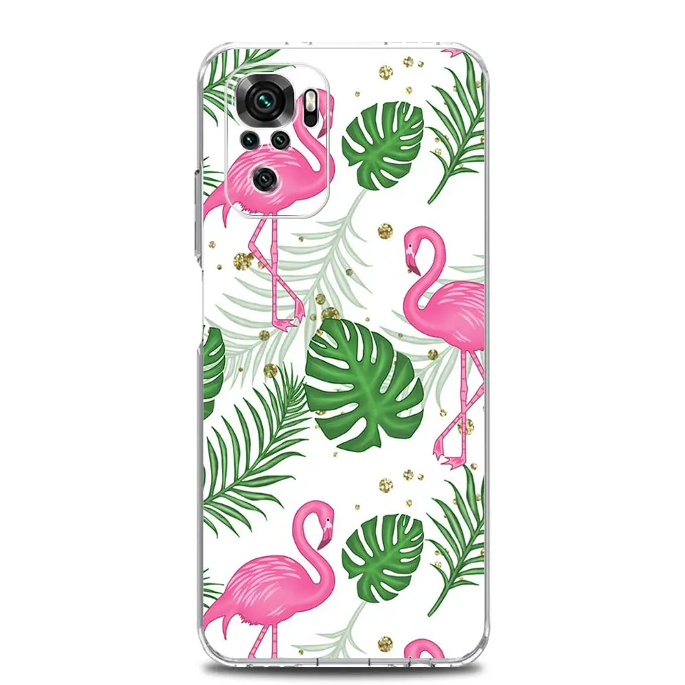 Clear Pink Flamingo Leaf Design Phone Case