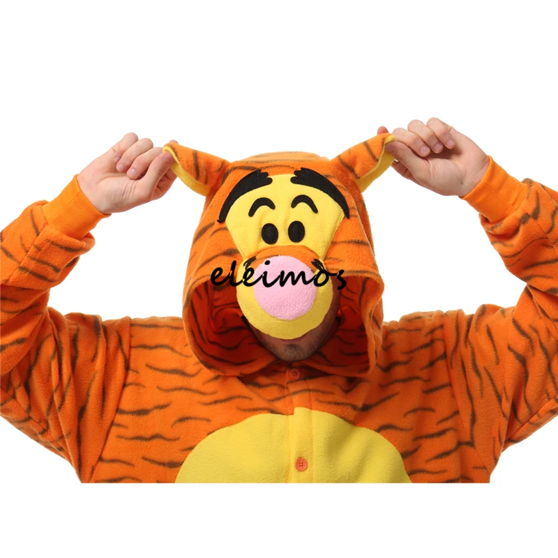 Halloween Onesie Tiger Kigurumi Pajamas Adult One-Piece Animal Pijama Cartoon Jumpsuit Sleepwear Anime Cosplay Costume XXL