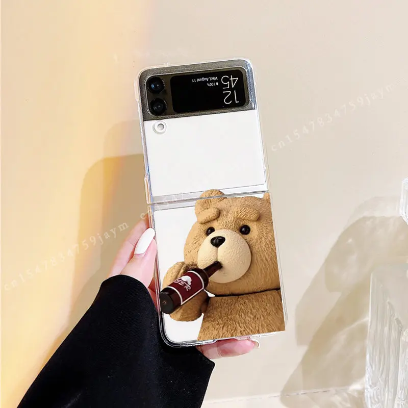 Cartoon Teddy Bear Couple Transparent Hard Phone Case - Fashion Brand Cover