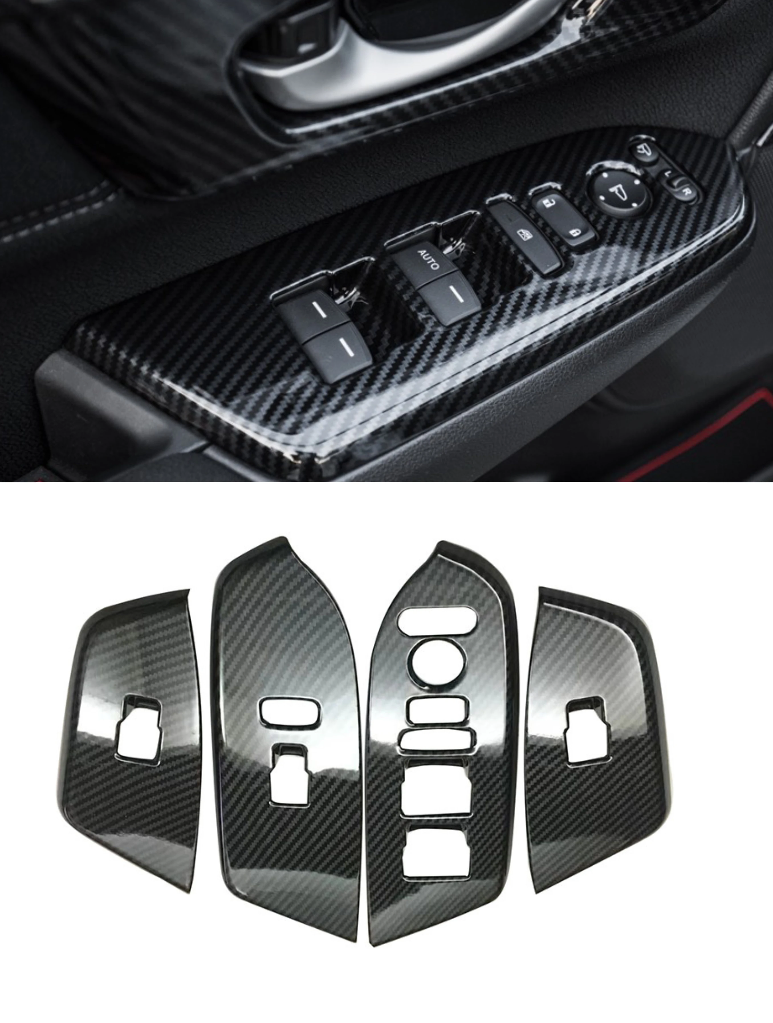 

4Pcs Car Door Armrest Panel Cover Trim Sticker for Honda for CRV CR-V 2017 2018 2019 2020 2021 Carbon Fiber Look Interior Parts