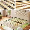 Queen Size LED Bed Frame, Queen with 58" Tall Tufted Headboard, Sturdy and Noiseless, Cream Bed Frame, Queen Bed Frame 6