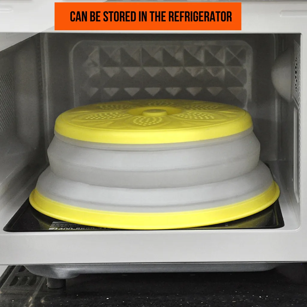 Microwave Splatter Cover Collapsible Microwave Cover Lid Folding Plate Cover Colander Strainer Fruit Vegetables Washing Basket Plate Lid Kitchen Tools