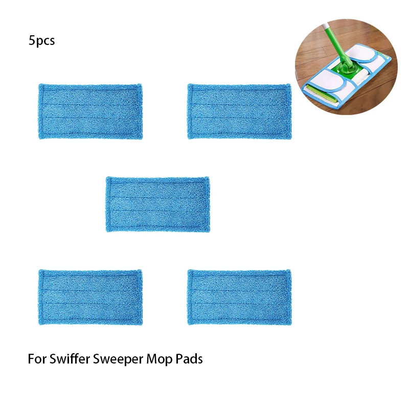 5PCS Microfiber Reusable Washable Steam Cleaner Parts For Swiffer Sweeper Mop Pads