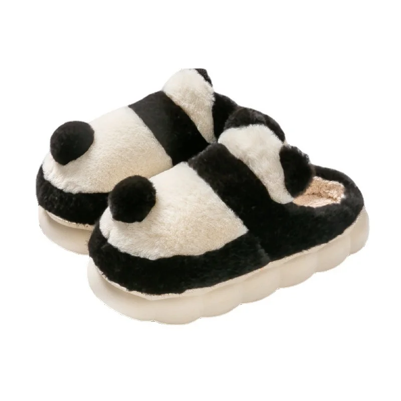Cute Giant Panda Cotton Slippers Female Winter Indoor Autumn Winter Lovers Home Plush Thick Bottom Cute Slippers Male