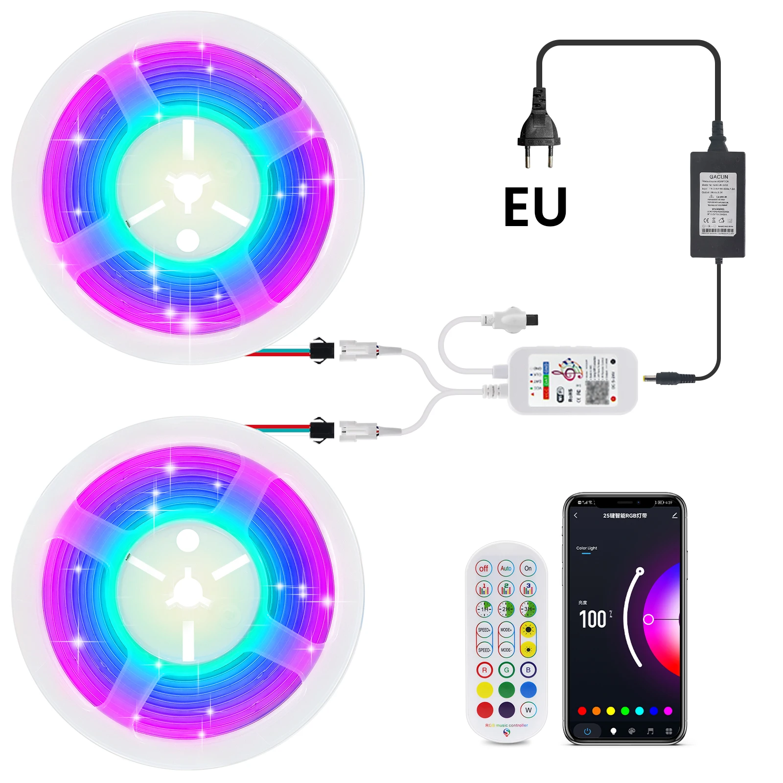 Description Picture 6 of itemWiFi Bluetooth Control RGB COB LED Strip DC 12V 24V 576LEDs/m TV BackLight WS2811 Flexible Tape Light for Party Room Decoration