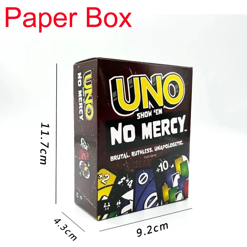 Uno No Mercy Metal Box Paper Box Game Board Games Table Family Party Entertainment UNO Cards Toy Children Birthday New Year Gift