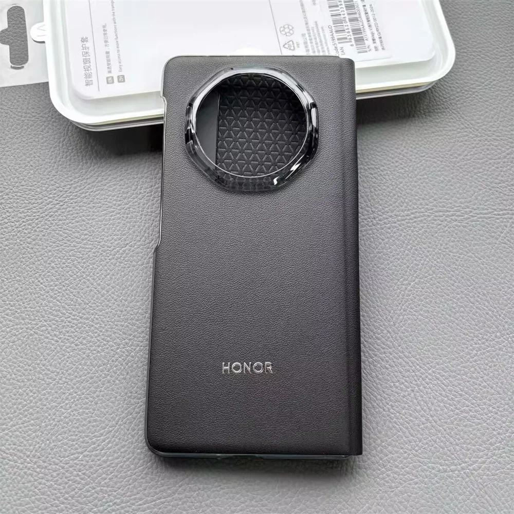 حافظة جلدية أصلية ذكية شفافة للنافذة لهاتف Honor M...