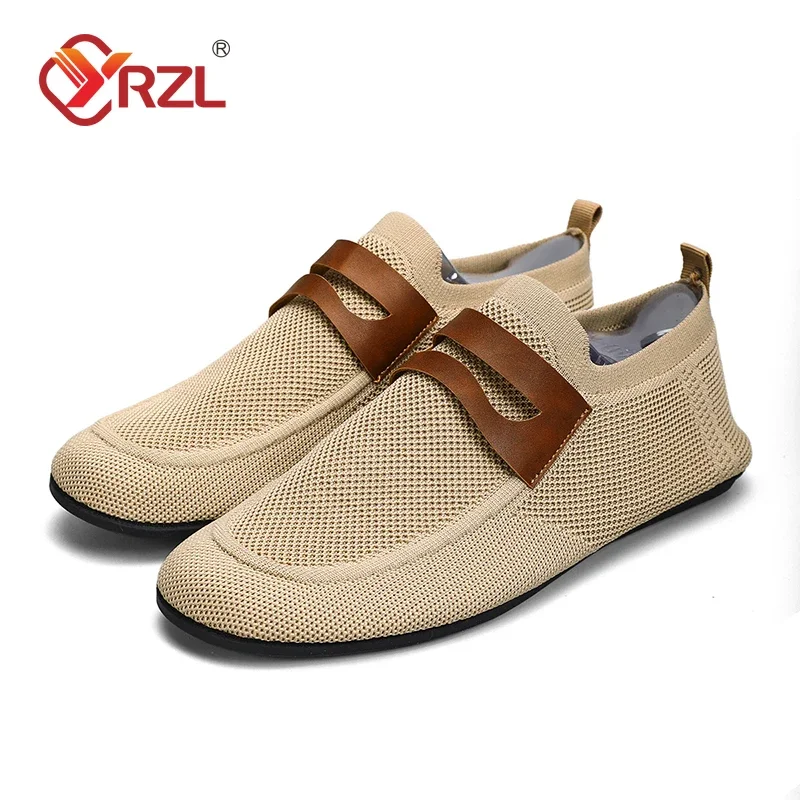YRZL Men's Mesh Loafers Flat Shoes Breathable Slip...