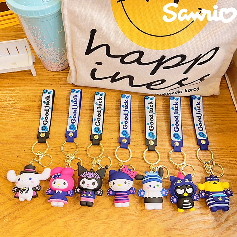 

Sanrio Hello Kitty Anime Doll Keychain Kuromi Cinnamoroll Cute Backpack Pendants Badtz-Maru Pompompurin Creative Holiday Gift
