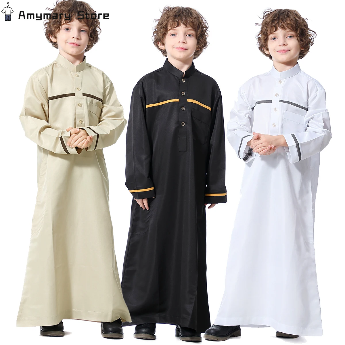Boys Kids Islamic Muslim Jubba Kaftan Robe Arab Abaya Dishdasha Thobe Long Dress Middle East Arab Clothing Child Kaftan Caftan