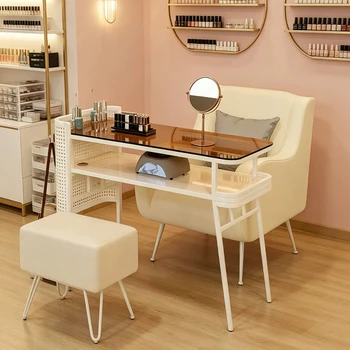 Table de manucure simple LTT1 Cream Wind avec aspirateur intégré, table spéciale pour salon de manucure