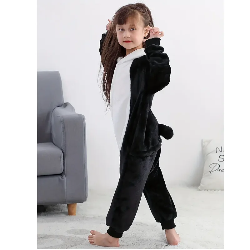 3D Panda Kigurumi Kids Onesies Cozy Cosplay Constume For Halloween Playsuit Birthday Gift Flannel One-Piece Pyjamas Sleepwear