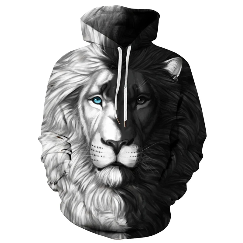 thumbnail image 1 of Sudadera con capucha para hombre 2021, moda urbana, sudadera de manga larga de hip hop, chaqueta con estampado de lobo en 3D de gran tamaño, 1 of 5