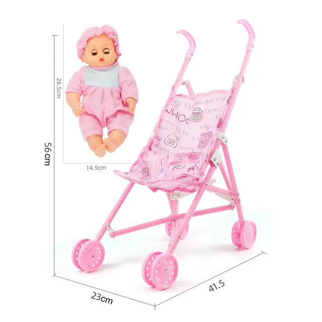 1 Set High-quality Creative Doll Pram Toy with Baby Doll Doll Pushchair Lightweight  Nurturing Toy 3