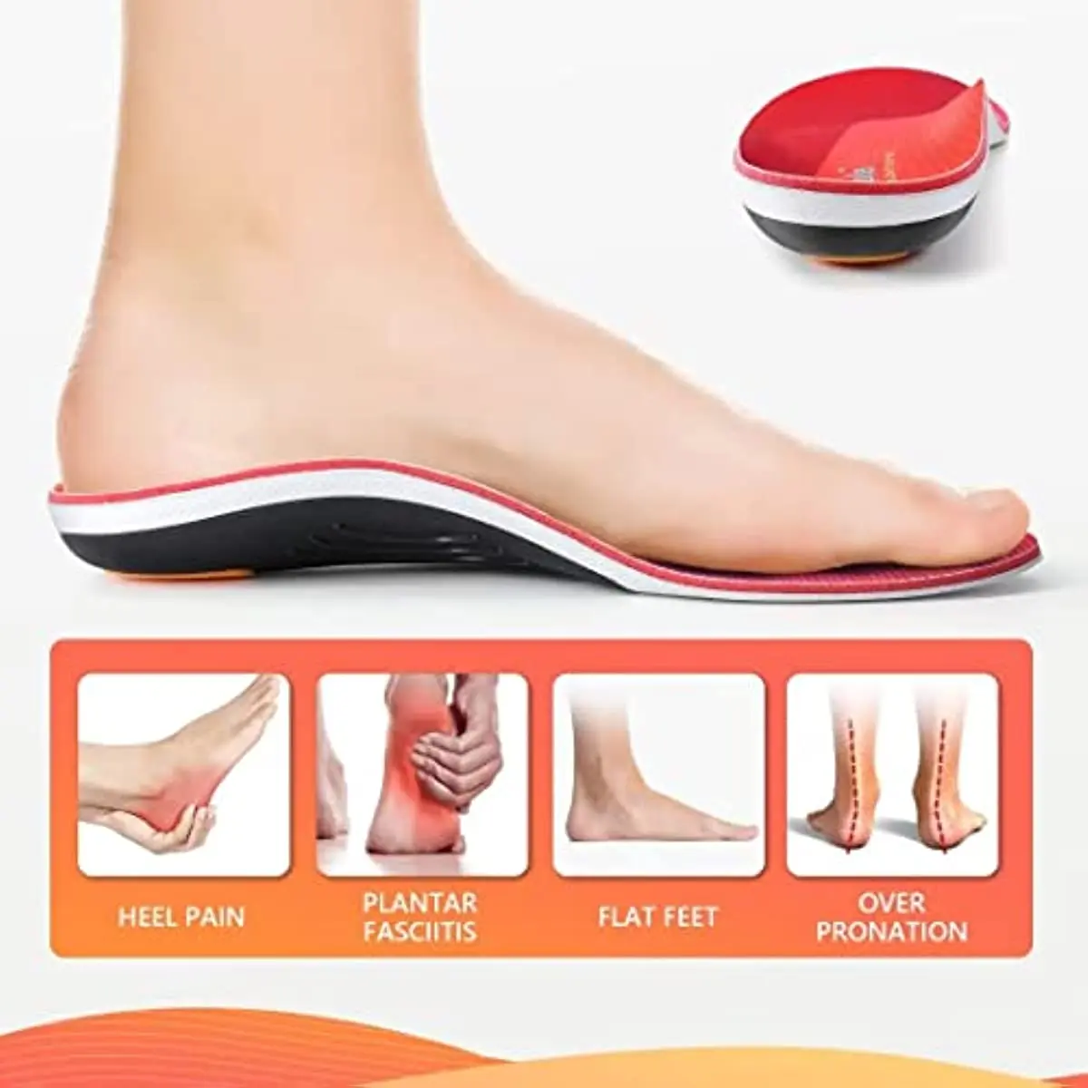 PCSSOLE Orthopedic Insole Plantillas Arch Support Height Increase NonSlip Shoe Pads Orthopedische Inlegzolen for Men Women Shoes
