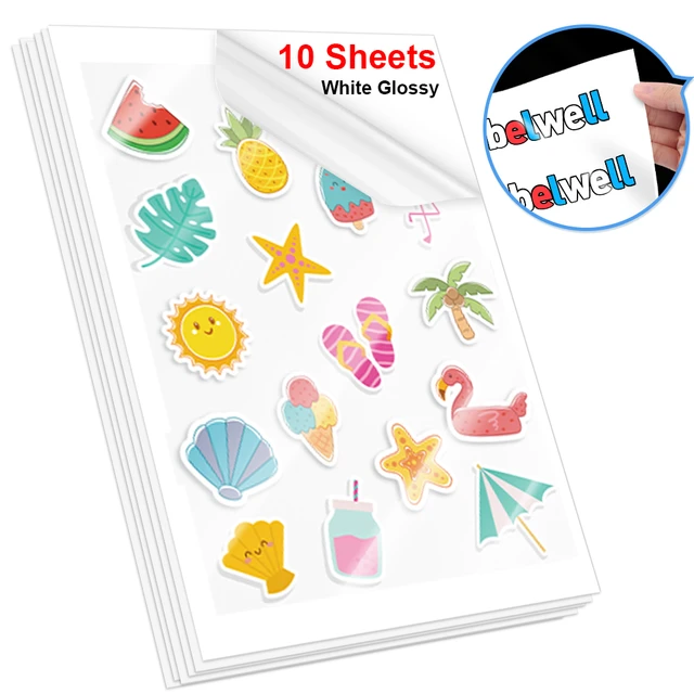 10 Sheets Self-adheisve Printable Vinyl Sticker Paper A4 Transparent White  Copy Paper DIY Waterproof Labels for Inkjet Printer - AliExpress