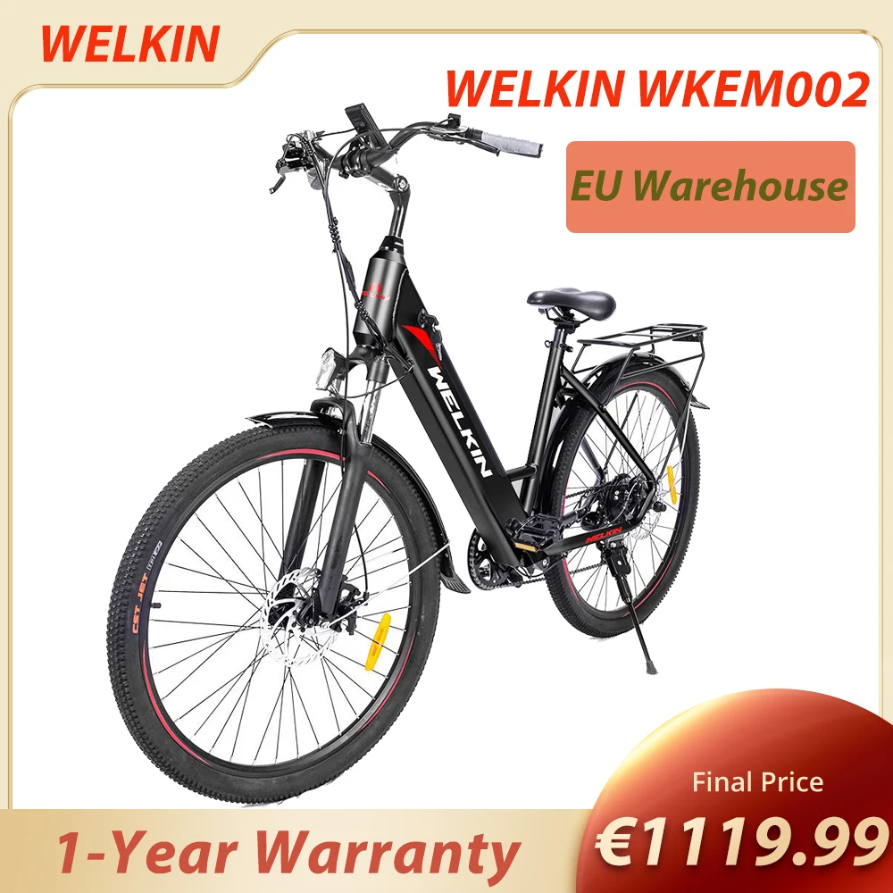 Welkin Wkem002 Bicicletta Elettrica 350W Motore Brushless 36V 10.4Ah Batteria 27.5*1.95 ''Pneumatici 25 Km/H Velocità Massima City Bike