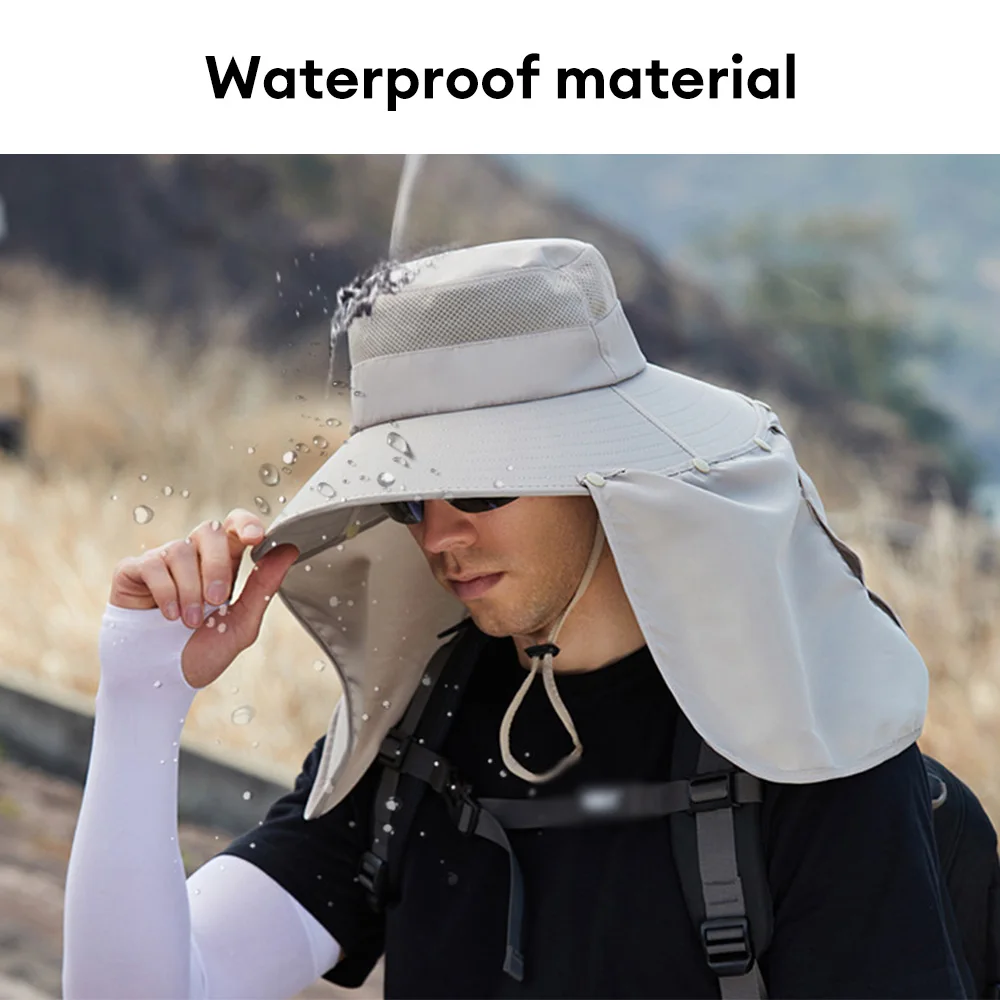 Summer Sun Hats Unisex UPF 50+ UV Sun Protection Fishing Hat Outdoor Waterproof Hunting Neck Flap Fisherman Hat for Hiking