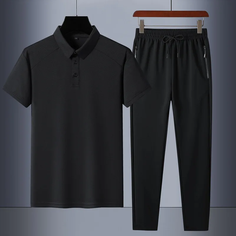 7XL Men's Plus Size Casual Polo Set Sports Two-piece Set
