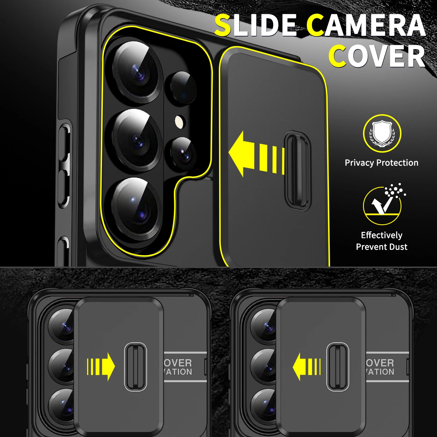 Magnetic Bracket Phone Case with Sliding Window and Anti-Fall Protection
