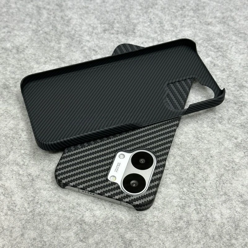 Luxury Color-Blocking Carbon Fiber Shockproof Bumper Case with Lens Protection