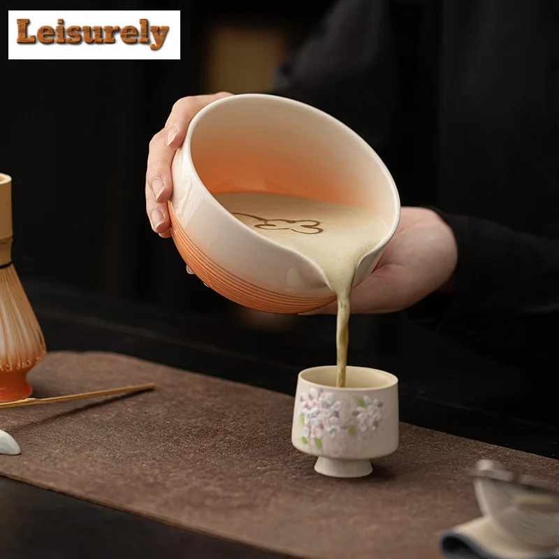 2pc/lot Gradient Color Conch Ceramic Tea Set Complete Set Japanese Matcha Set Kit Tea Ceremony Kitchen Supplies for Tea Lovers