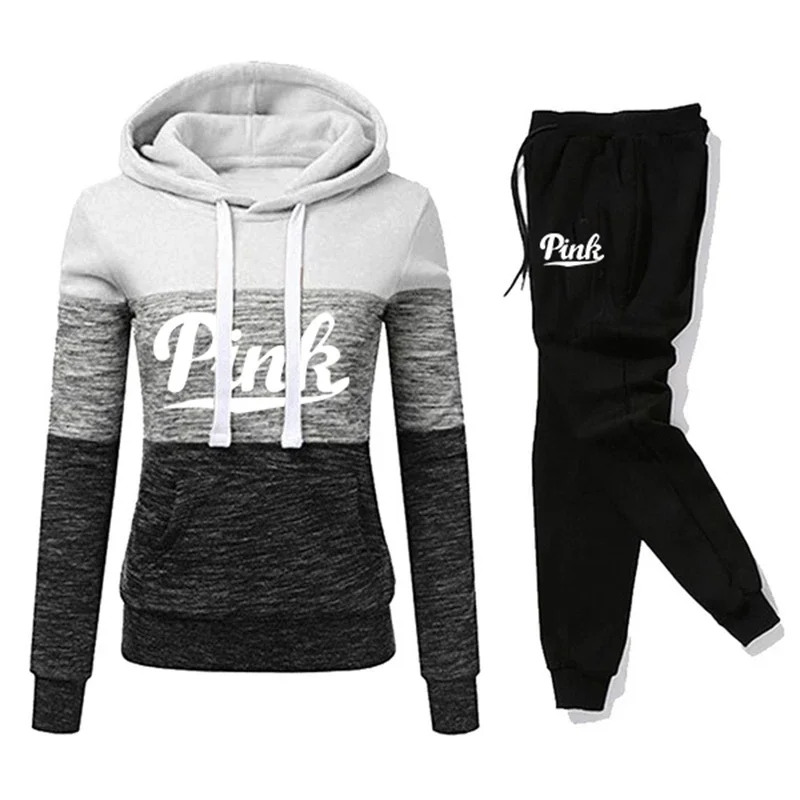 2024 Hot Sales Womens Tracksuit Print ColorBlock Hooded Sweatshirts Fashion Trend Versatile Pullover Street Warm Casual Clothing 3