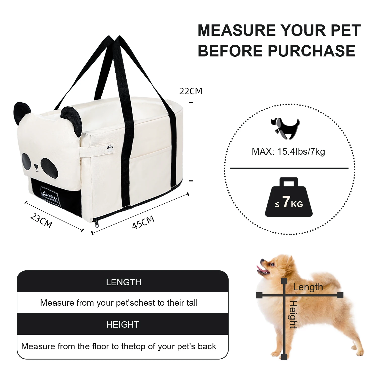 EdenPetz Portable Pet Dog Car Seat Bag with Safety Belt ,Cat Bed Outdoor Travel Pet Carrier