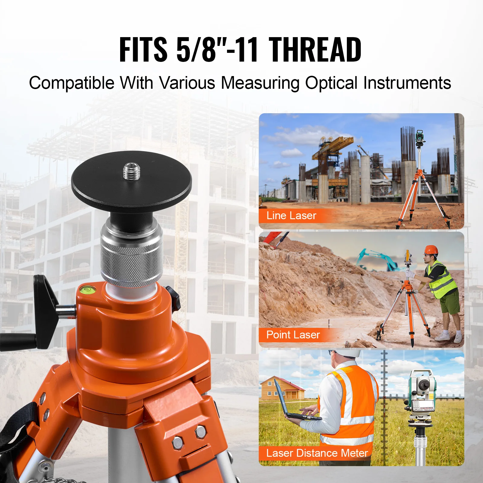 Laser Level Tripod Stand Thread Mount Height Adjustment Heavy Duty Survey Tripod Level Bubble & Diffusion Limiter SucceBuy