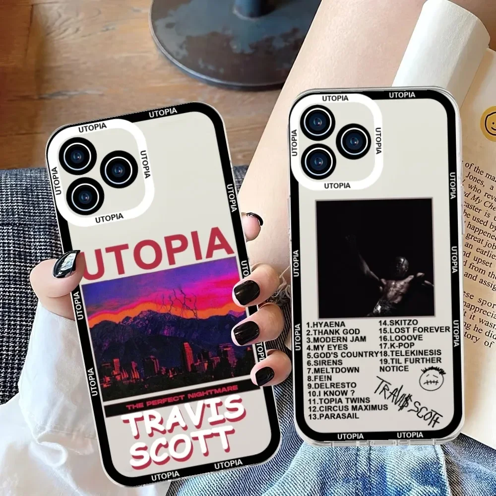 Custodia Per Telefono Utopia Travis Scott Per Iphone 11 12 Mini 13 14 15 Pro Max Custodia Trasparente