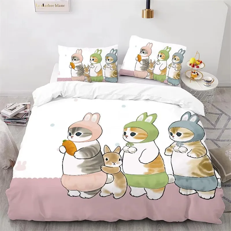 Mofusand Anime Shark Cat Bedding Sets Quilt Bed Cover Comforter Duvet Cover Pillow Case 2-3 Pieces Sets Room Decor Gifts 3