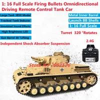 1: 16 Full Scale Firing Bullets Remote Control Tank Model 2.4G 100M Omnidirectional Driving Tracked Inducer RC Tank Car Model 1