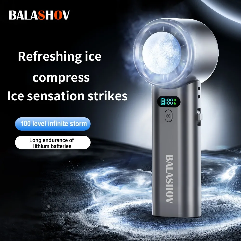 5200 mAh Ice compress cooling fan handheld fans USB Rechargeable portable mini fan Double Folding Fan For Travel Camping Outdoor 1