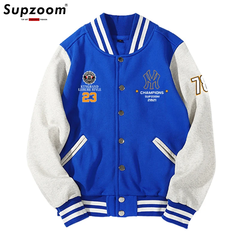 Supzoom 2023 New Arrival Letter Rib Sleeve Cotton Top Fashion Logo Single Breasted Casual Print Cardigan Coat Baseball Jacket 4 S422dc0b7481c4316a88cb56420ce42b2A