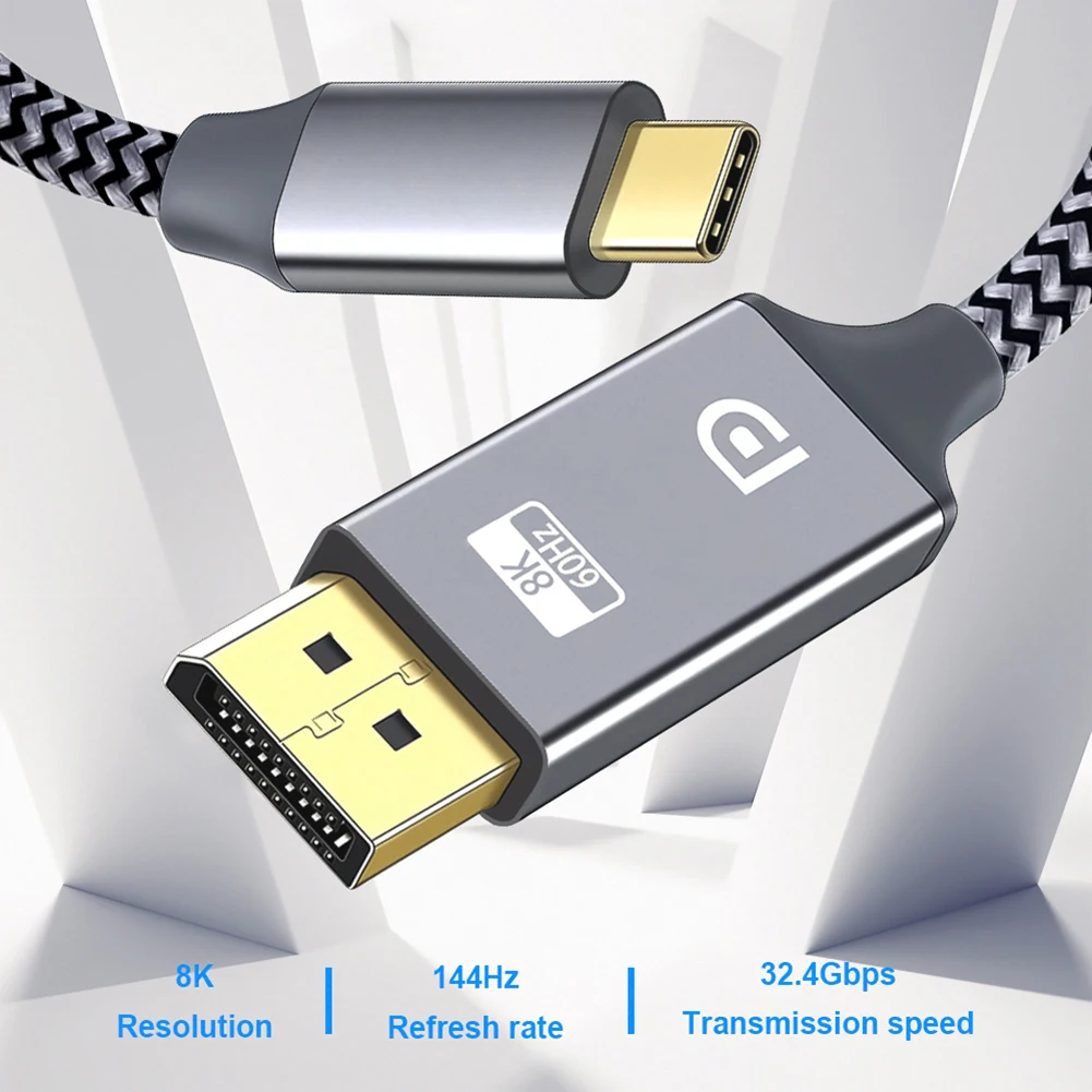 1.8M CŸ-DP1.4 , Ʈ 4/3 ȣȯ, 8K @ 60Hz, 4K @ 144Hz, USB C -÷ Ʈ  ̺, ƺ ƮϿ