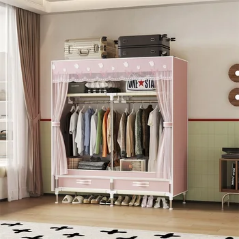 Spaziosa armadio con copertura antipolvere - Struttura in acciaio resistente - Ideale per camera da letto, dormitorio, organizzazione dell'ingresso 1