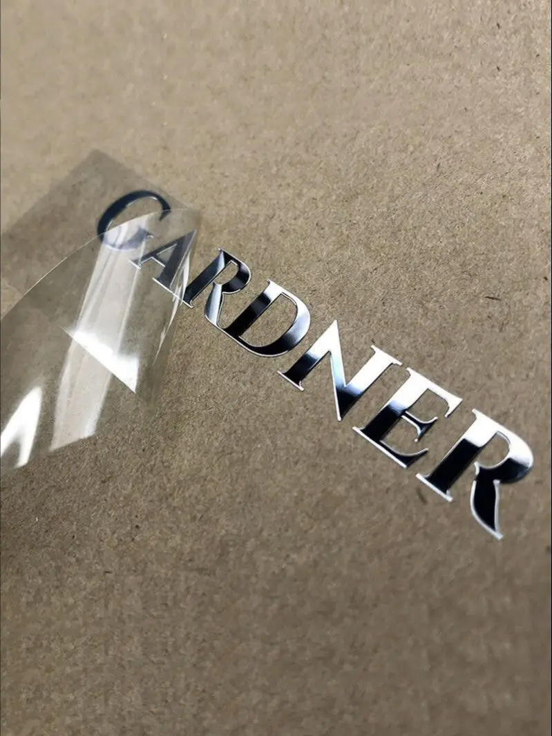 3D custom gold transfer sticker shine silver metal logo crystal label self-adhesive brand personalized DTF print UV foil relief