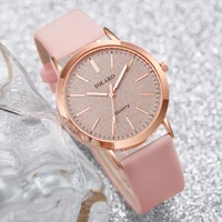 2 pièces/ensemble montres pour femmes mode cadran mat bracelet en cuir analogique montre à Quartz ensemble (sans boîte) 5