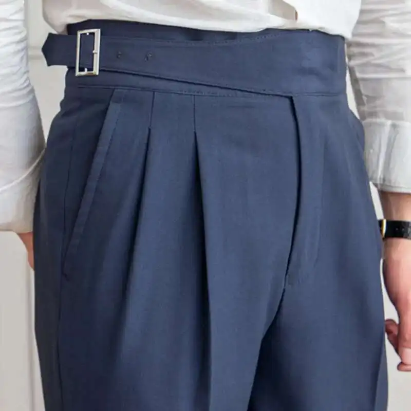 Navy Blue Mens Dress Pant High Waist Straight Pants Men 2023 Spring ...