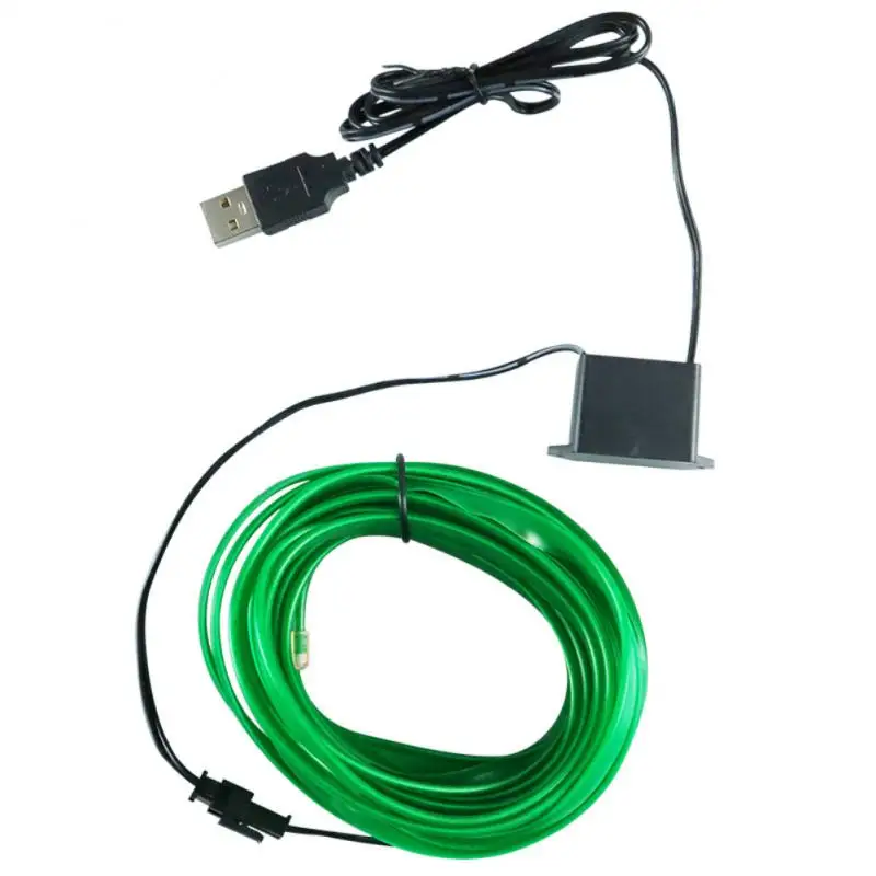 5M/3M/1M 자동차 LED 분위기 조명 DIY 유연한 글로우 EL 와이어 네온 케이블 와이어 USB 램프 2.3MM LED 스트립, 자동차 인테리어 조명