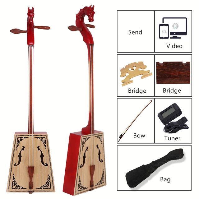 Professional Cello Style Matou Qin House Head Violin Mongolia National Musical Instrument With Bag Bow Tuner