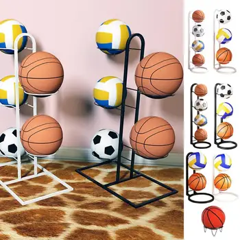 Basketball Holder Cast Iron Stand Display For Volleyball Ball Storage Holder Football Display Stand Multi-Layer Storage Shelf 6