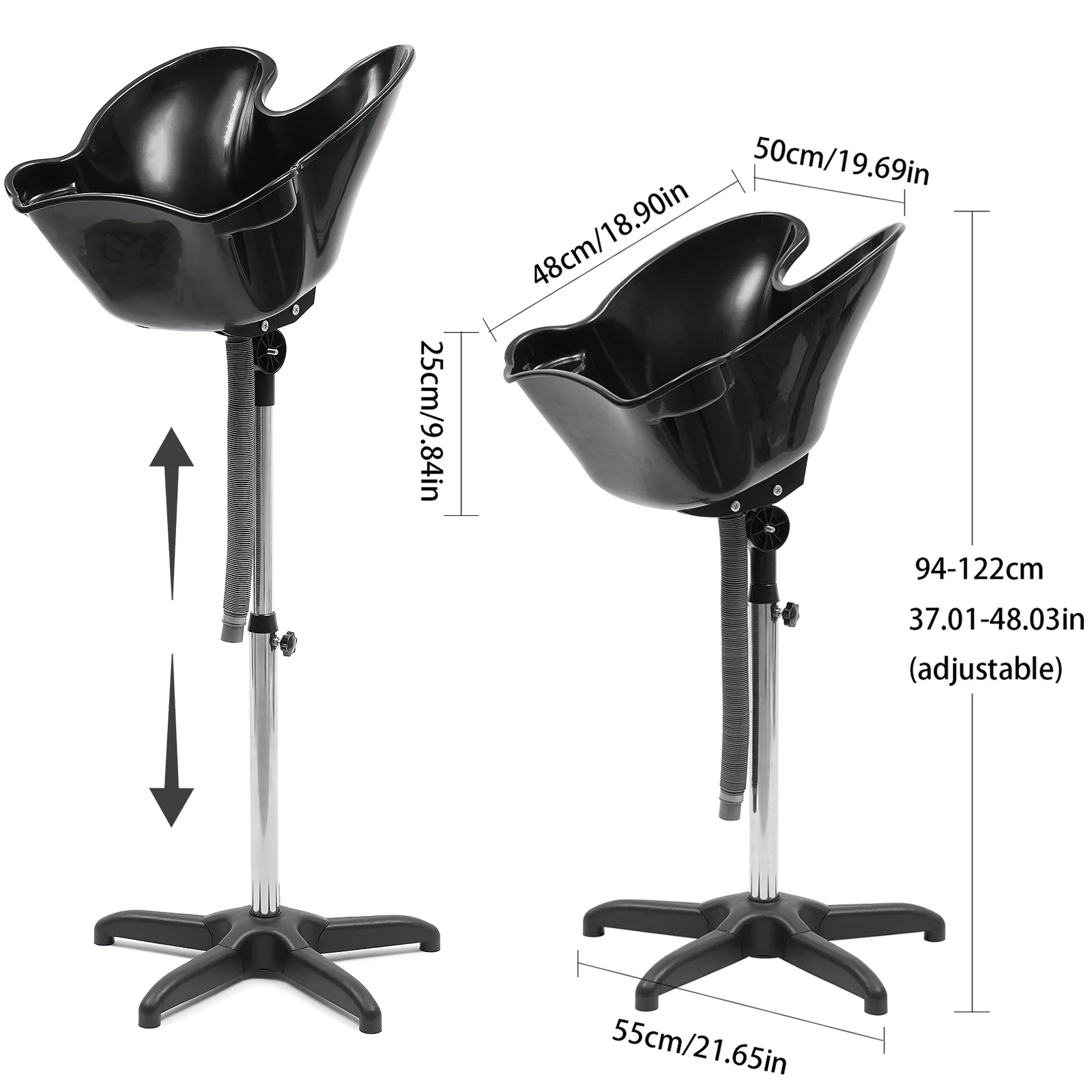 Portable Shampoo Basin Hairdressing Back Wash Sink Hairdresser Salon Hair Wash Tub Sink Mobile Height Adjustable