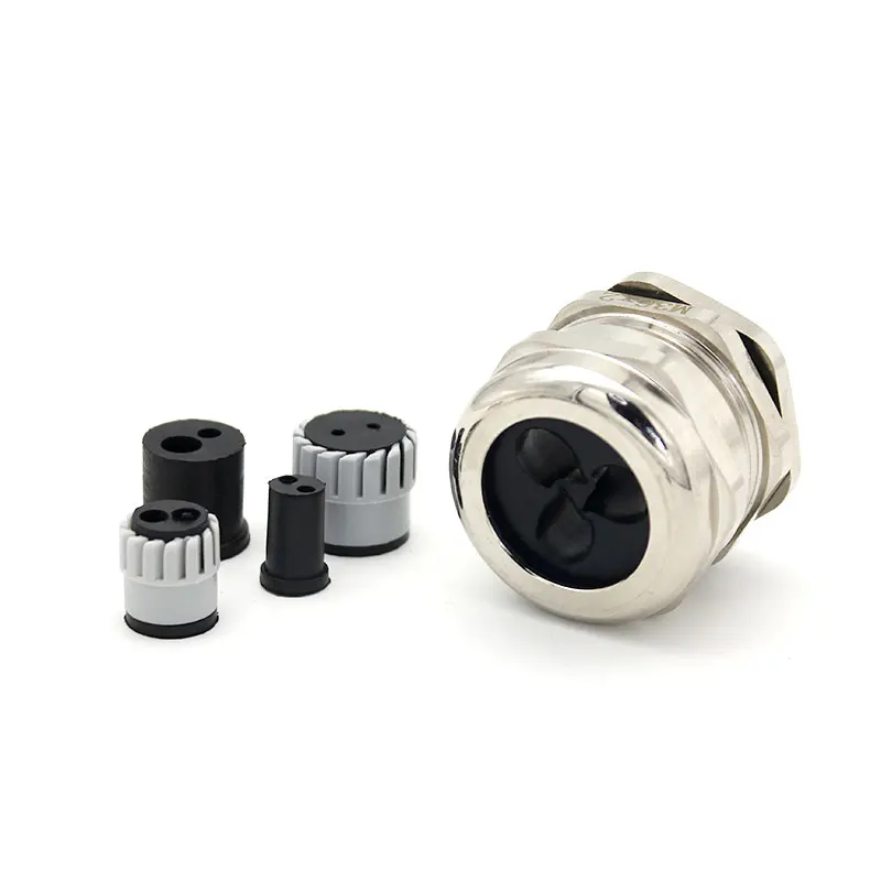 IP68 Seals Insert Holes Wire Connector Multiple Brass Cable Gland M25 2/3Holes Waterproof Entry Cord Grips