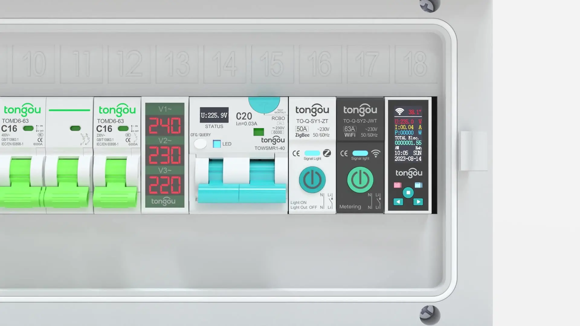TONGOU Wifi Energy Meter, 50A 1 Phase, LCD Digital Flow Meter DIN Rail with Power Monitoring Reset, Remote Control, Relay Switch, KWh Counter