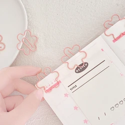 20 pcs/pack pink flower Paper Clips Kawaii Stationery Metal Clear Binder Clips Photos Tickets Notes Letter