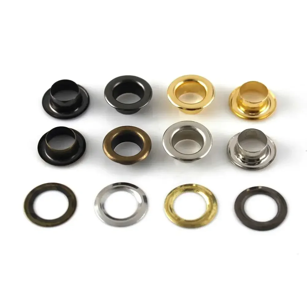 Brass Eyelets 100sets 6/8/10/12mm with Washers Grommet Repairing Round Eye Rings for Shoes Bag Clothing Skin Belt Hat