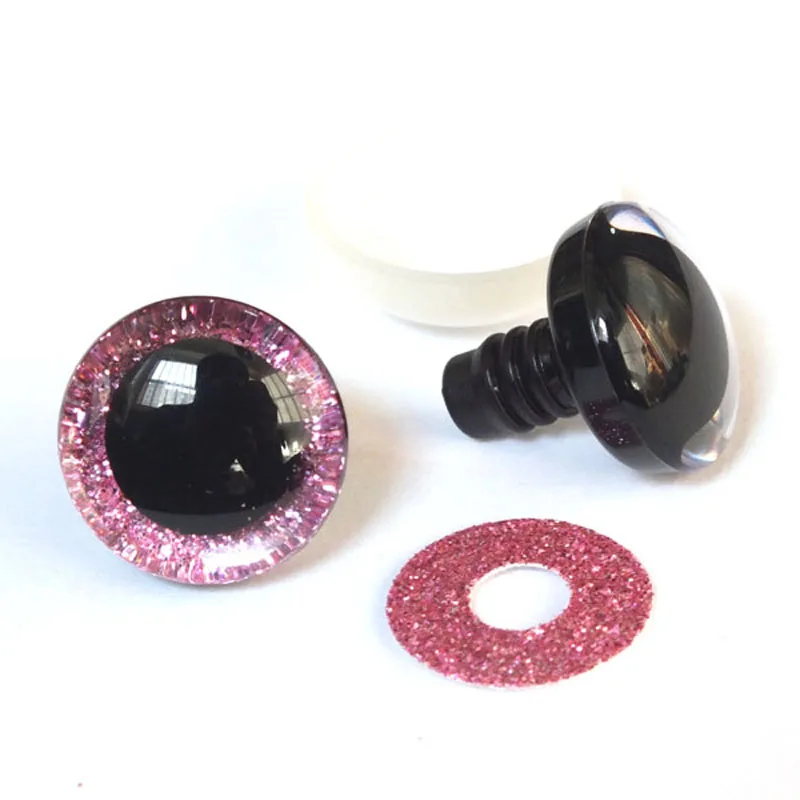 반짝이 장난감 안전 눈, 3D 공예 눈 인형 눈동자 눈, 와셔 포함, 12-35mm, 로트당 20 개